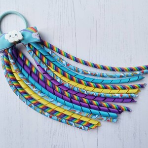 Rainbow Ribbon Ponytail Streamer - Curly Korker Style, Kawaii Cloud