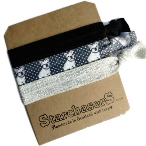 Dog Hair Ties Terrier Elastic Bracelets Black Spotty Yoga Etsy