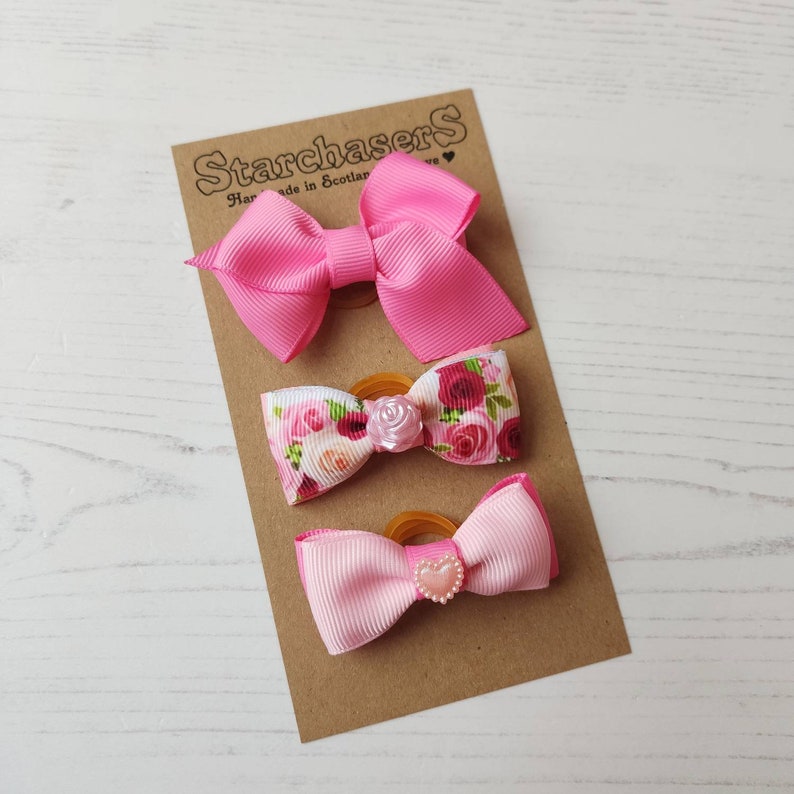 Dog Hair Bows 3 Pack in a Choice of Colours. Make a Beautiful Etsy UK