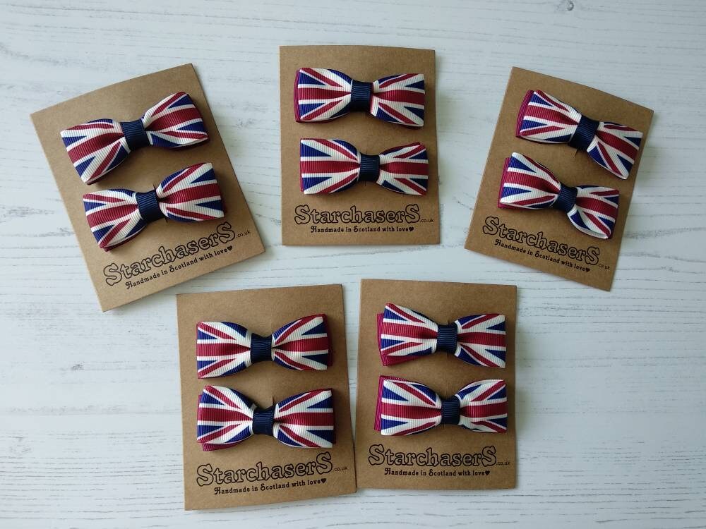 British Flag Hair Clips Pair of Small Handmade Union Flag Etsy UK