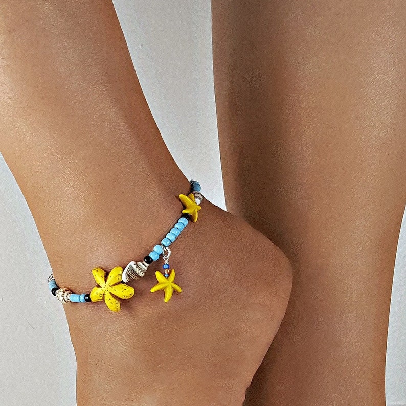 Beach Theme Ankle Bracelets Tropical Anklets Barefoot Ocean Etsy