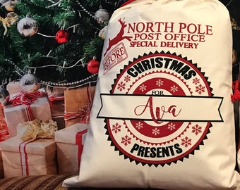 Personalized NorthPole Post Office, Canvas Santa Sack, santa sack, personalized, christmas bag, santa bag, canvas bag, canvas