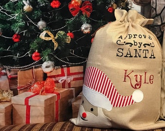 Personalized Burlap Santa Claus Santa Sack, santa sack, personalized, christmas bag, santa bag, burlap bag, burlap santa bag, santa, bag