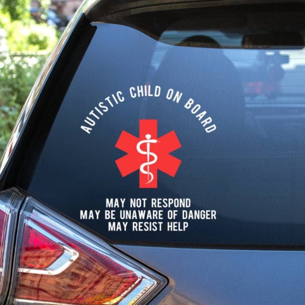Autism Medical Alert Car Decal, Autistic Child on Board, Autistic Adult, medical alert, vinyl decal, autistic children, puzzle piece