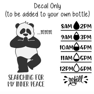 Panda Water Bottle Decal, Water Tracker Decal, Yoga Panda Water Tracker and Design, Decal Only, Water Tumbler Decal, Personalized Decal