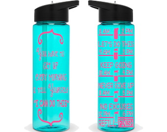 Motivational Water Bottle, Motivational Water Tracker, 24 oz, Water Tracker, Water Reminder, Straw Water Bottle, Flip up cap with straw