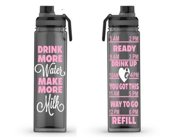 Drink More Water Make More Milk Breastfeeding Water Tracker, Motivational, 20oz, Water Reminder, breastmilk, double wall, Handle, To go cup