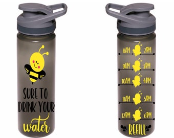 Bee Water Tracker, Bee Water Bottle, Motivational, 22 oz Bottle, Water Tracker, Water Reminder, Flip Top Lid, Teacher Gift, To go cup