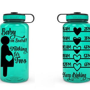 Baby on Board Drinking for Two Water Bottle, Motivational Water Bottle, Fitness Water Tracker, Wide Mouth, Pregnant, Pregnancy image 1