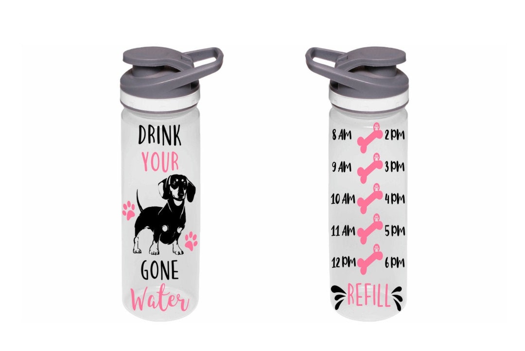 Dachshund Water Bottle, Drink Your Dog Gone Water Tracker, 22 Oz Bottle