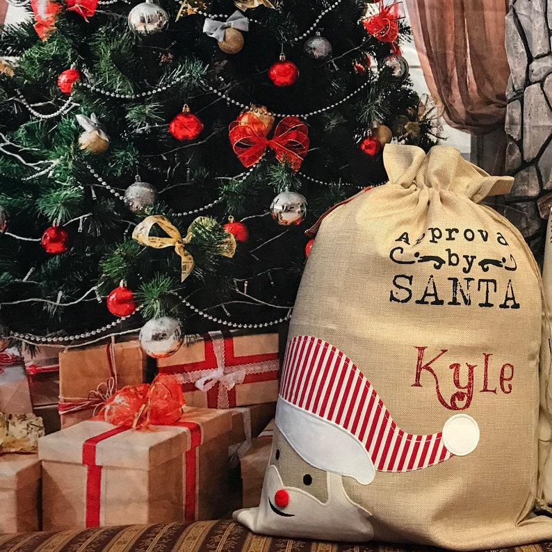 Personalized Burlap Santa Claus Santa Sack, santa sack, personalized, christmas bag, santa bag, burlap bag, burlap santa bag, santa, bag image 1