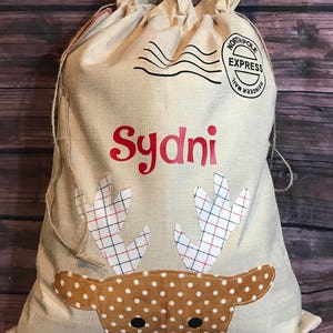 Personalized Burlap Reindeer Santa Sack, santa sack, personalized, christmas bag, santa bag, burlap bag, burlap santa bag, santa, bag image 3