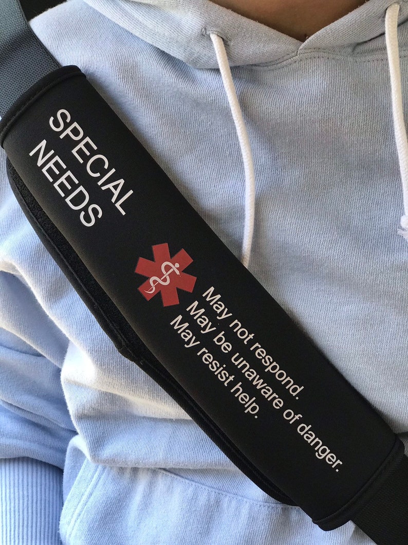 Special Needs Medical Alert Seat Belt Cover, Medical Alert Seatbelt Cover, autistic, special needs, autism med alert, disabilities image 1