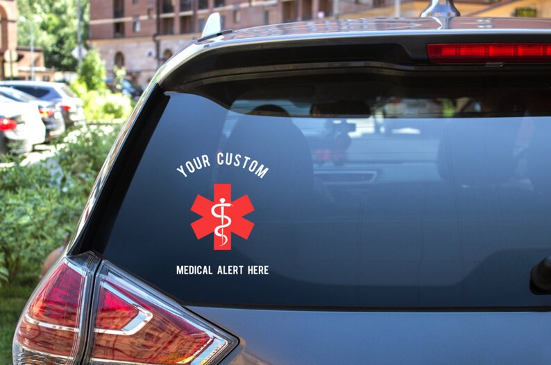 Custom Medical Alert Car Decal Medical Alert Vinyl Decal Etsy