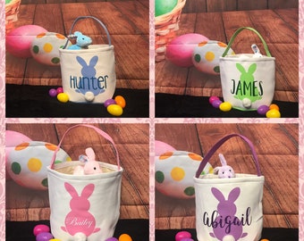 Easter Buckets, Bunny Tail Basket, Personalized Easter basket, bunny Easter basket, Personalized Easter bucket, Kids Easter basket, sequin