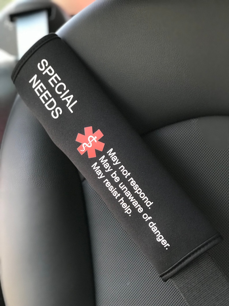 Special Needs Medical Alert Seat Belt Cover, Medical Alert Seatbelt Cover, autistic, special needs, autism med alert, disabilities image 2