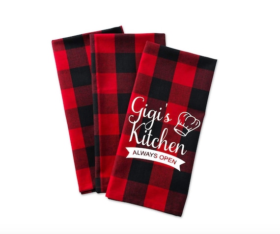 Red plaid dish towels top
