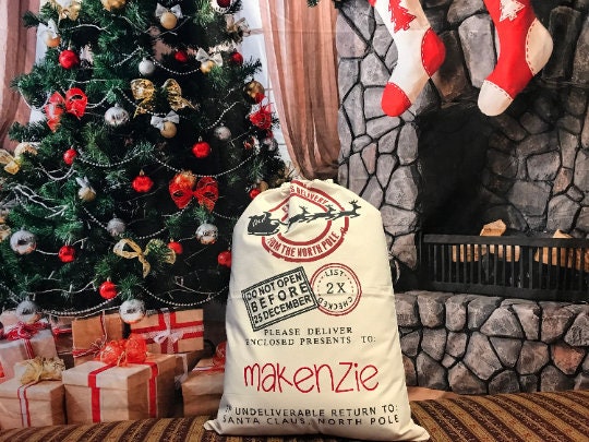 XXL Personalized Sleigh Canvas Santa Sack, santa sack, x-large, XL, p…