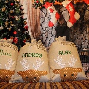 Personalized Burlap Reindeer Santa Sack, santa sack, personalized, christmas bag, santa bag, burlap bag, burlap santa bag, santa, bag image 2