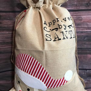 Personalized Burlap Santa Claus Santa Sack, santa sack, personalized, christmas bag, santa bag, burlap bag, burlap santa bag, santa, bag image 3