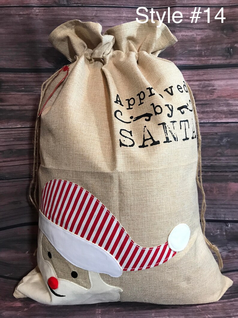 Personalized Burlap Santa Claus Santa Sack, santa sack, personalized, christmas bag, santa bag, burlap bag, burlap santa bag, santa, bag image 3