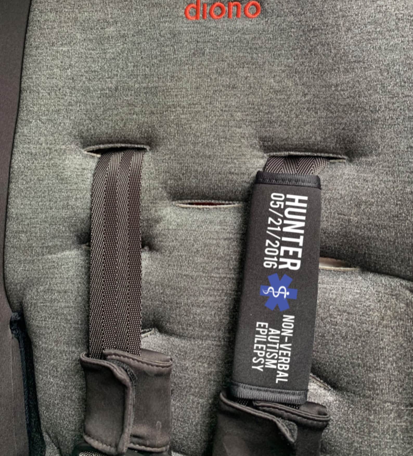 Car Seat Sized Autism Medical Alert Seat Belt Cover Autism Etsy