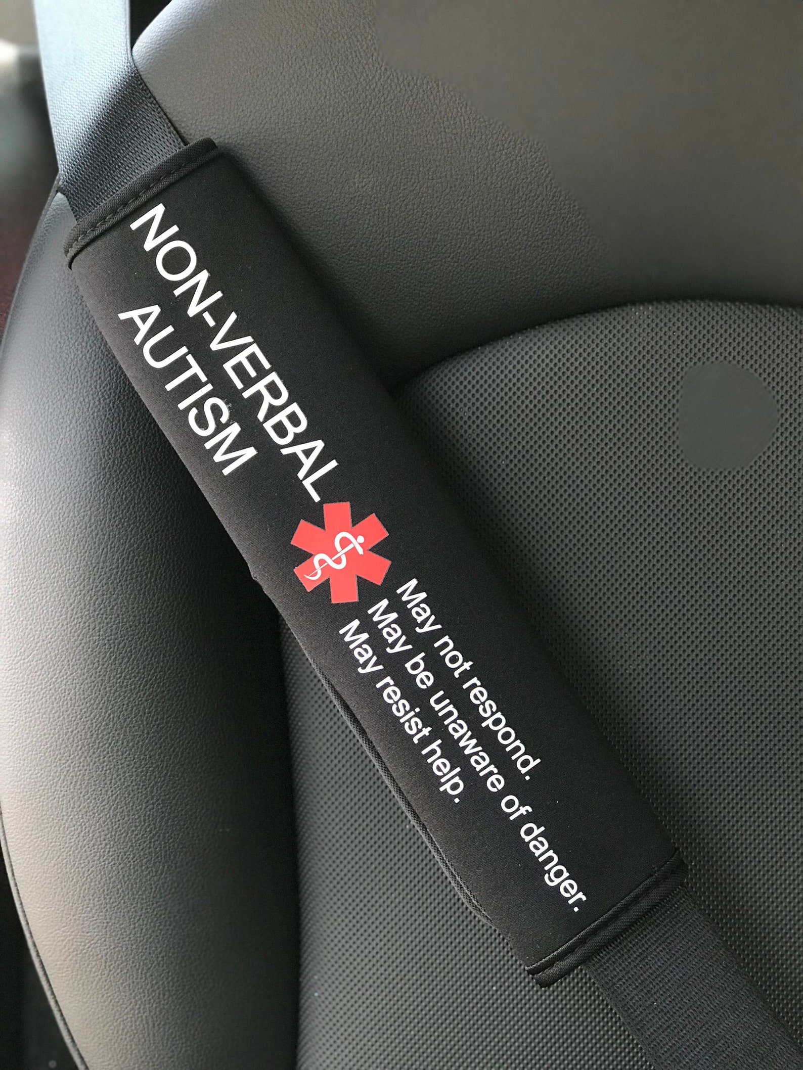 Autism Seat Belt Cover Nonverbal Autism Medical Alert Etsy