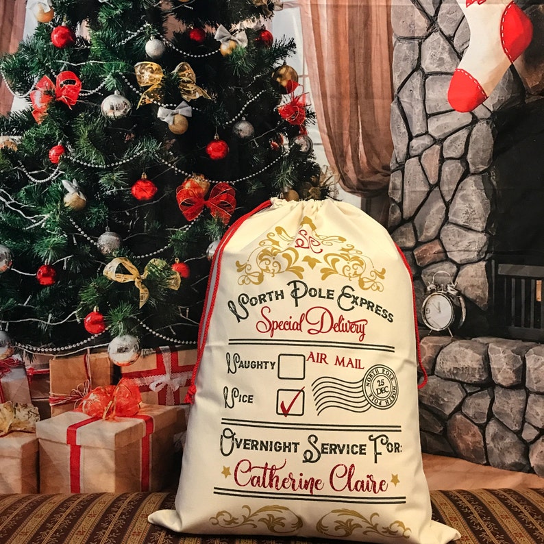 Personalized North Pole Express Special Delivery, Canvas Santa Sack, santa sack, personalized, christmas bag, santa bag, canvas bag, canvas image 2