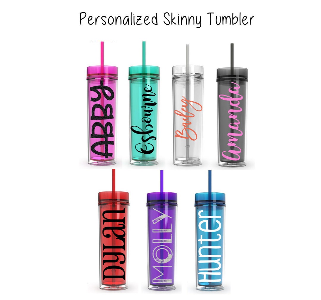 Personalized Tumbler, Custom Tumbler, 16 Oz, Glitter Decal, Skinny