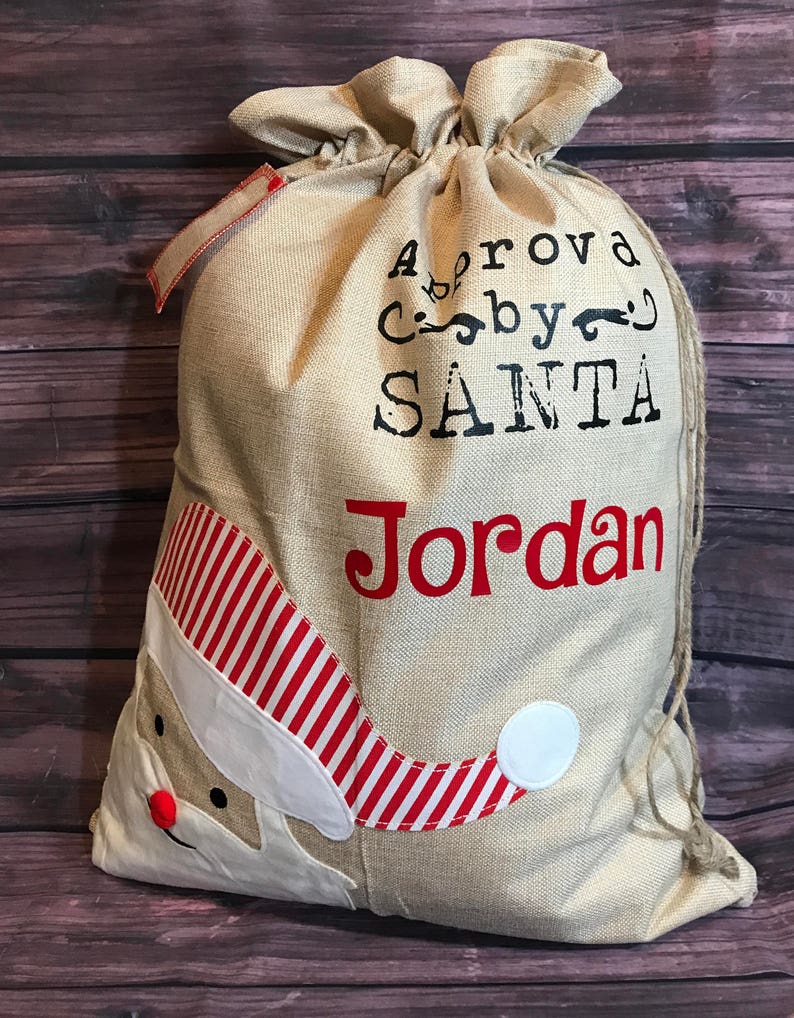 Personalized Burlap Santa Claus Santa Sack, santa sack, personalized, christmas bag, santa bag, burlap bag, burlap santa bag, santa, bag image 2