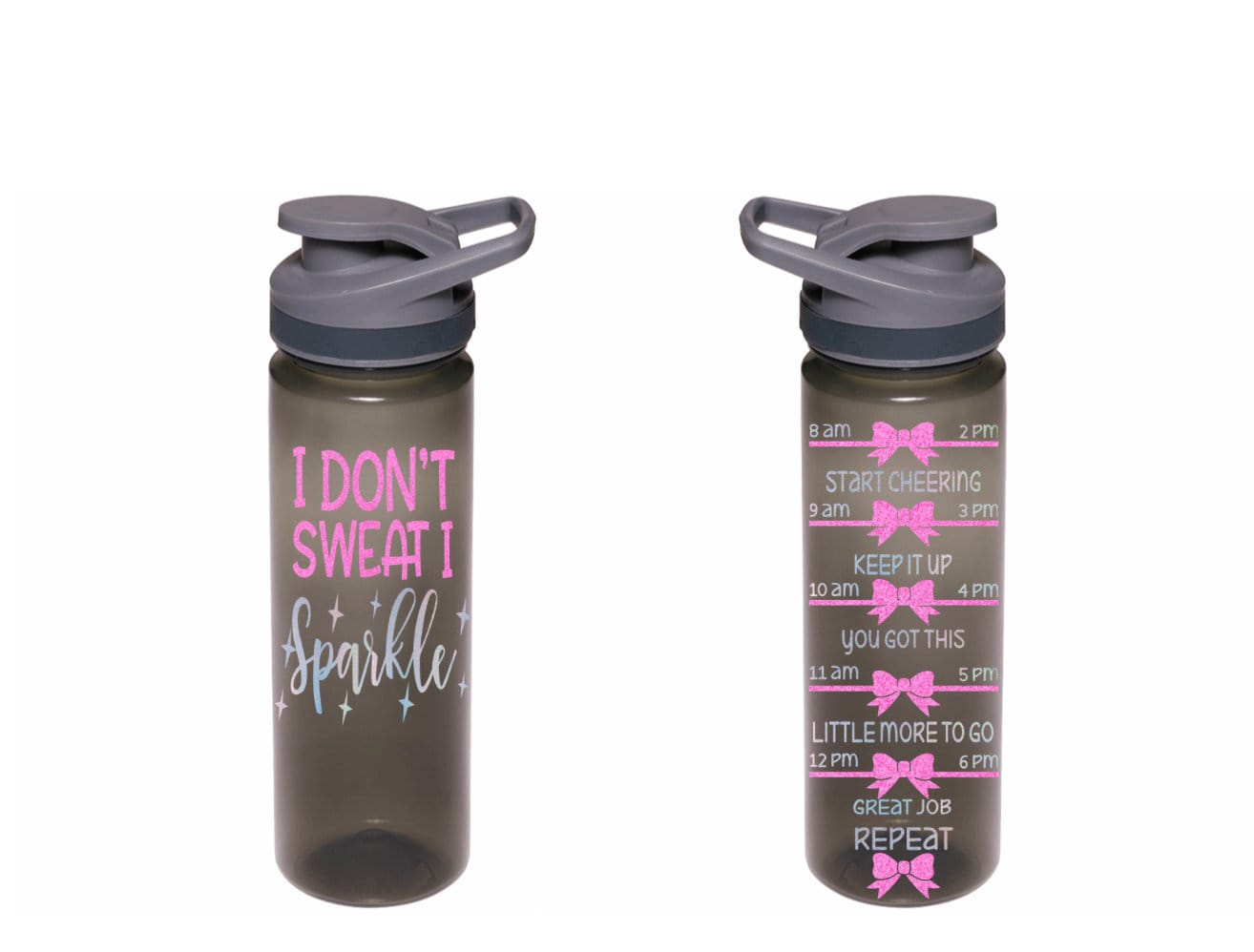 Motivational I Don't Sweat I Sparkle Fitness Water Tracker 16 oz Water Reminder skinny tumbler To go cup sparkle sweat