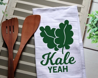 Kale Yeah Tea Towel, Kitchen Towel, Cook, Kitchen, Kale, Kale Yeah, Personalized Kitchen Towel, Personalized Tea Towel