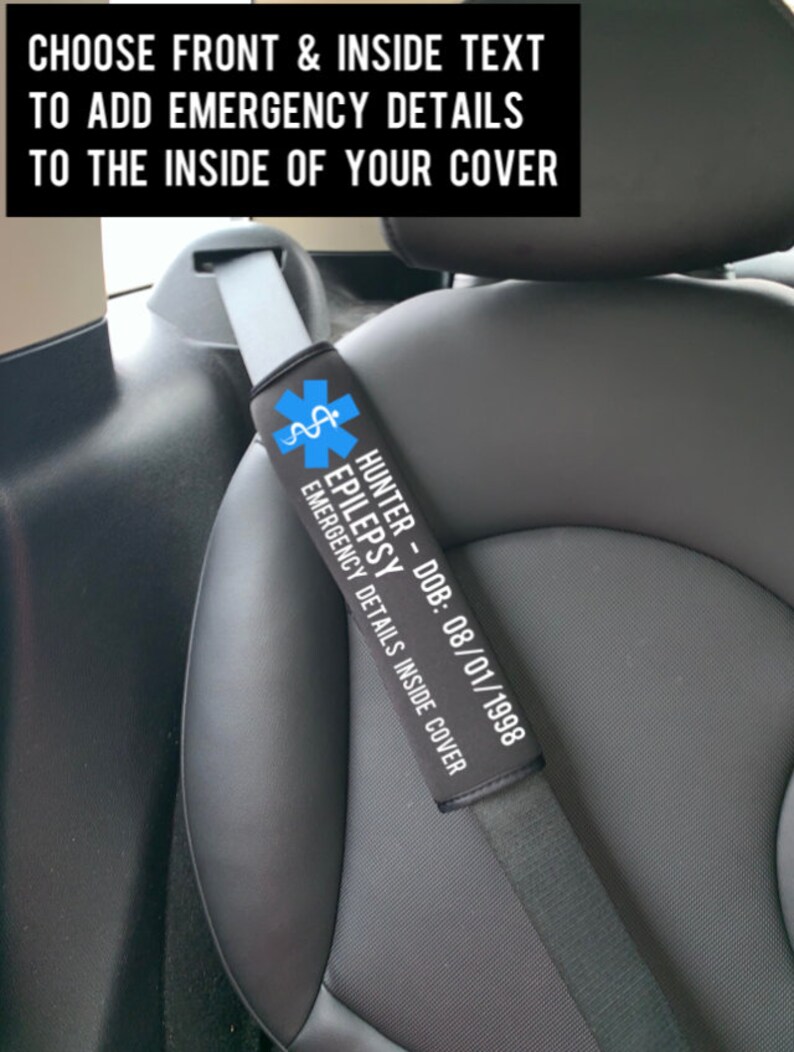 Epilepsy Medical Alert Seat Belt Cover Medical Alert Etsy