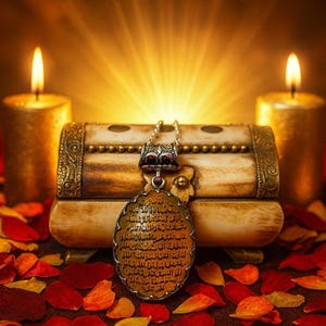 Attraction of Wealth, Health &  Well-Being,  Divine Intercession, The Holy Jinn Saint Spiritual Yellow Aqeeq Arabic Amulet