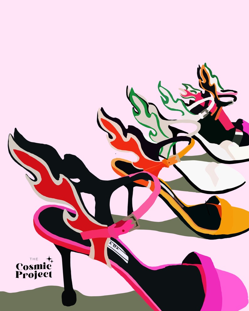 Designer Flame Heels Digital Art/ Fire Shoes Artwork Poster/ Etsy
