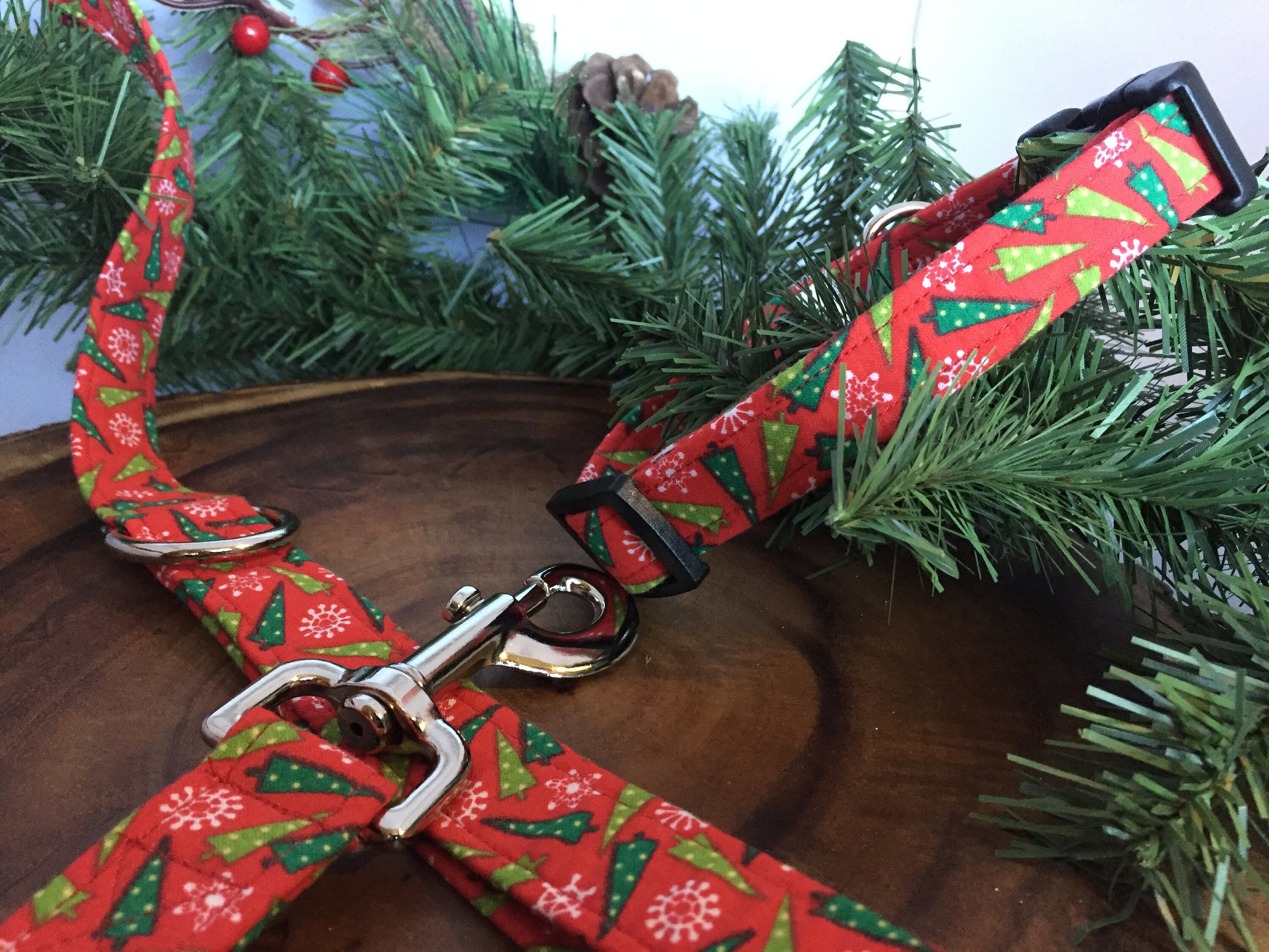 Christmas Tree Dog Collar Leash Set Christmas Dog Collar and | Etsy