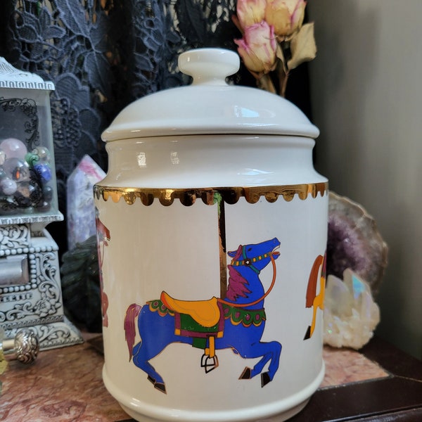 Vintage Carousel Horse Ceramic Cookie Jar