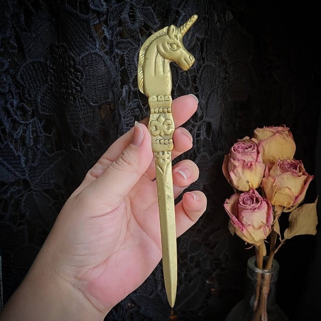 Antique Brass Unicorn Letter Opener Etsy