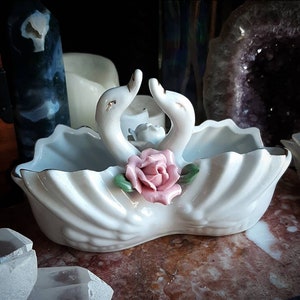 Vintage Ceramic Swan Double Dish