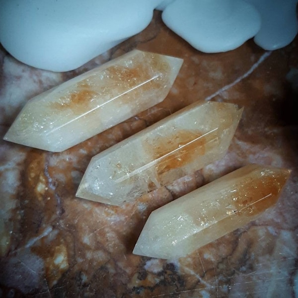 Heat Treated Amethyst "fake citrine" DT Points (chipped tips and rainbows)
