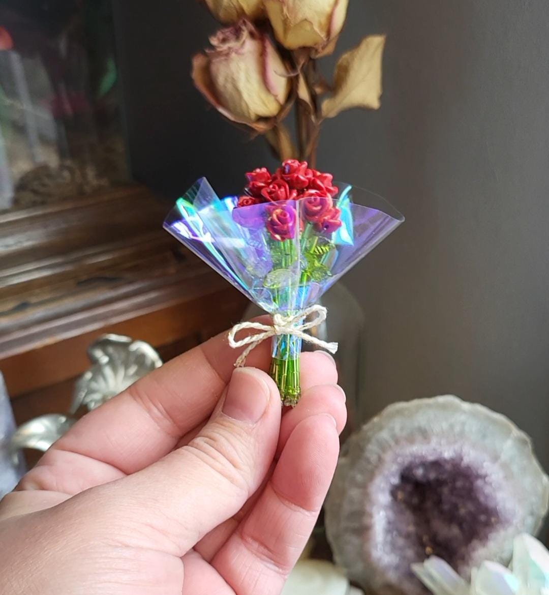 Miniature Bouquet of Beaded Roses - Etsy