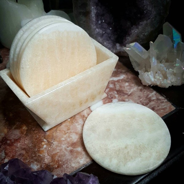 Orange Calcite Coaster Set