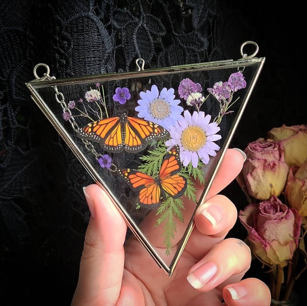 Faux Taxidermy Monarch Butterfly Garden Glass Wall Hang