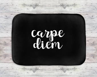 Carpe Diem Bath Mat, Motivational Bath Mat, Modern Bath Mat, Carpe Diem Bathroom Decor, Quote Bath Mat, Black Bath Mat, White Bath Mat