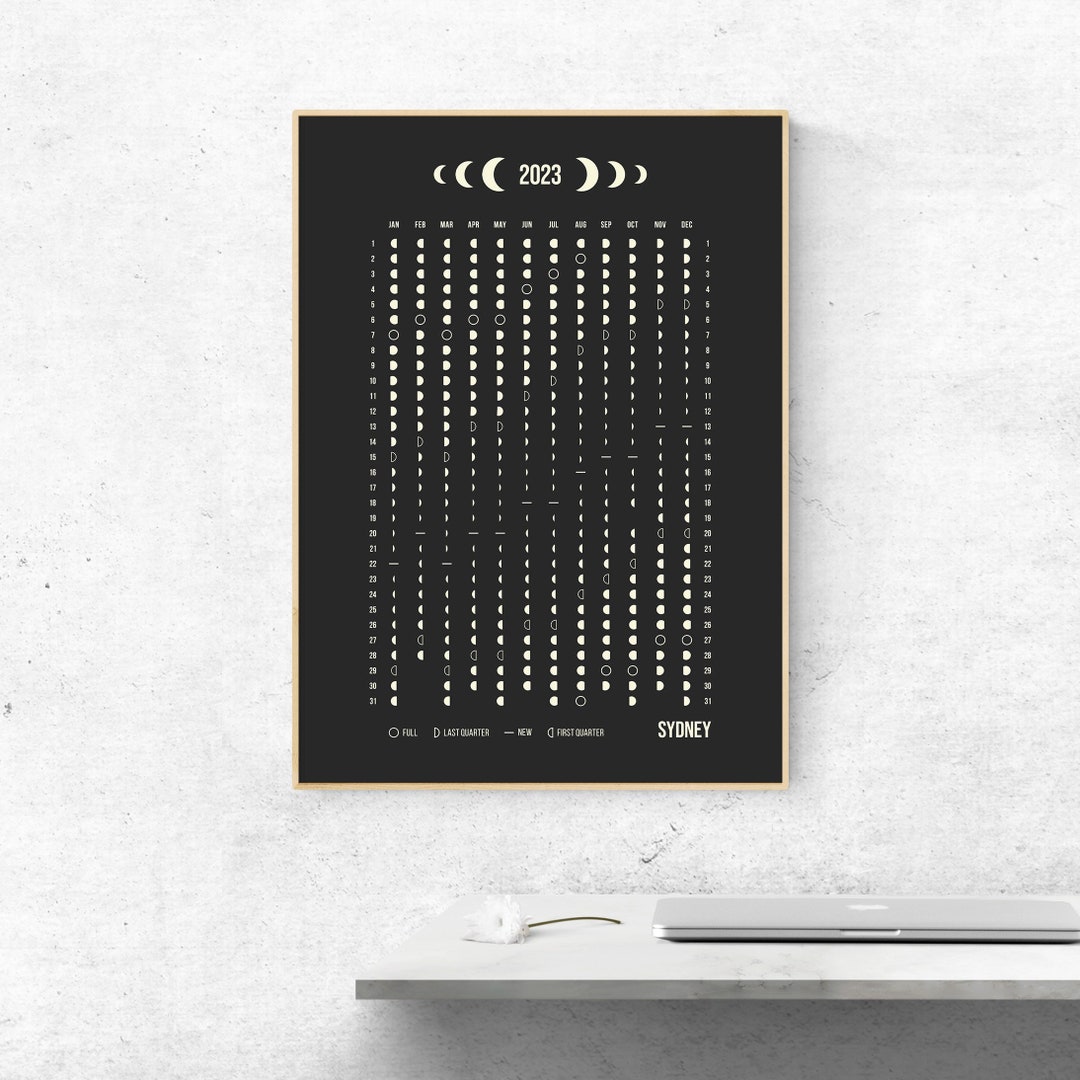 PRINTABLE Australian Moon Phases Calendar 2023 Sydney Etsy