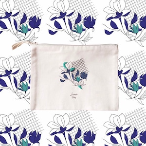 Embroidered blue magnolia