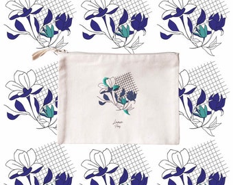Embroidered blue magnolia