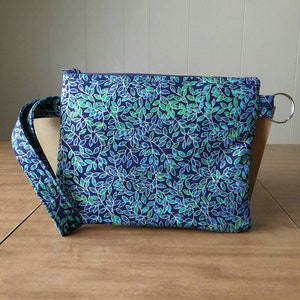 Metallic Blue Floral Wristlet