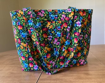 Neon Floral Large Handmade Purse