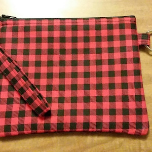 Red Plaid Wristlet Wallet